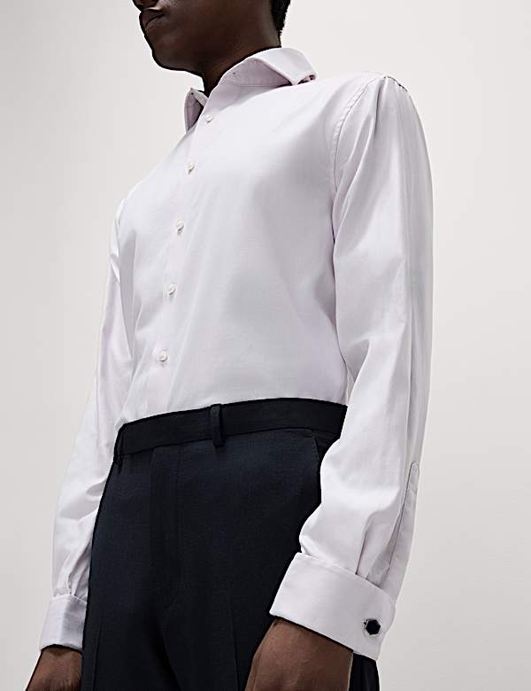 Regular Fit Luxury Cotton Double Cuff Twill Shirt