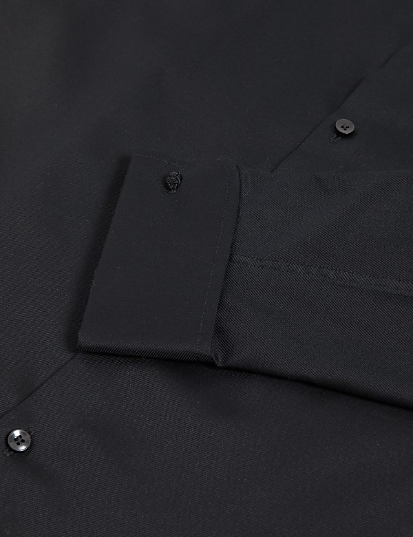 Chemise coupe standard en coton serg&eacute; de qualit&eacute; sup&eacute;rieure &agrave; poignets mousquetaires - FR