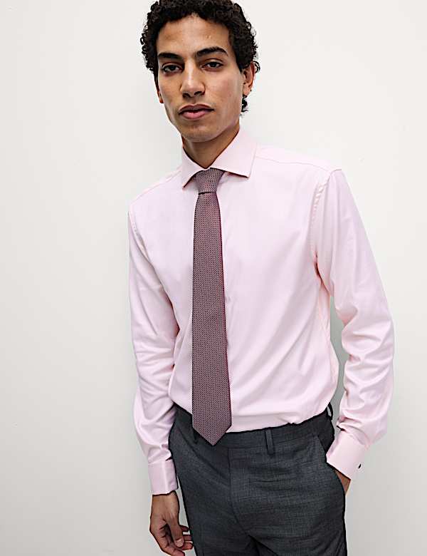 Slim Fit Luxury Cotton Double Cuff Twill Shirt - US