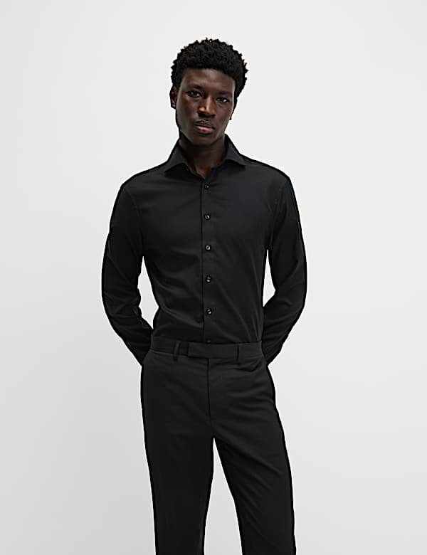 Slim Fit Luxury Cotton Double Cuff Twill Shirt - US