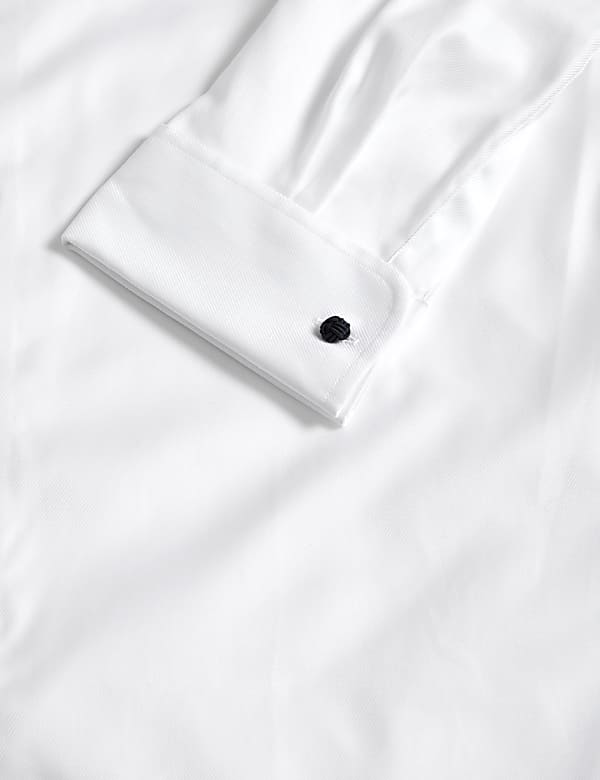 Camisa de sarga de corte sastre de algodón premium con puño doble - ES