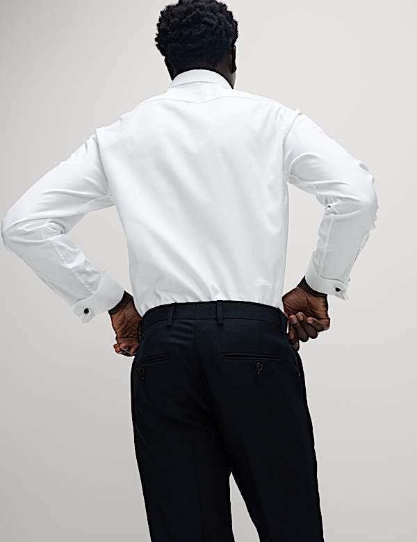 Camisa de sarga de corte sastre de algodón premium con puño doble - ES