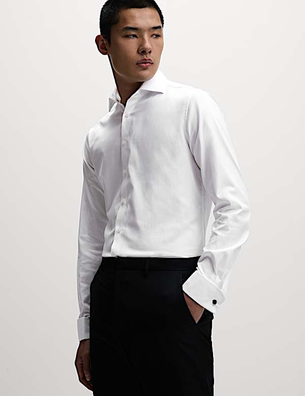 Slim Fit 2 Inch Shorter Pure Cotton Textured Shirt - ES
