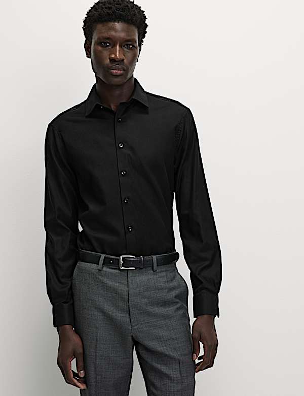 Chemise coupe standard en coton sergé de première qualité - LU