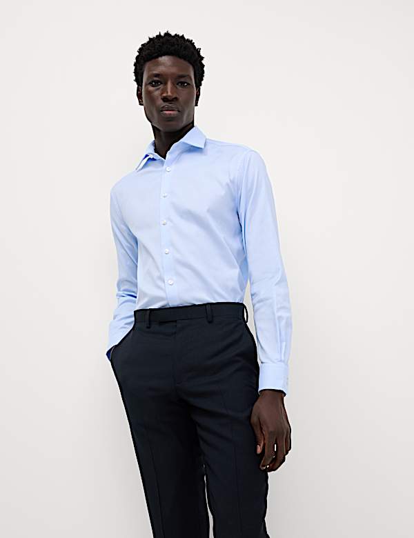 Chemise coupe cintrée en coton sergé de qualité supérieure - LU