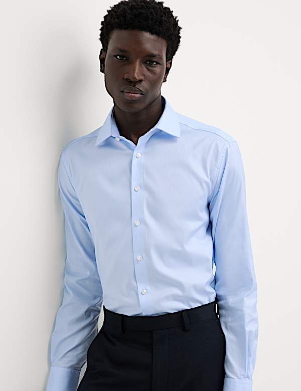 Chemise coupe cintrée en coton sergé de qualité supérieure - LU