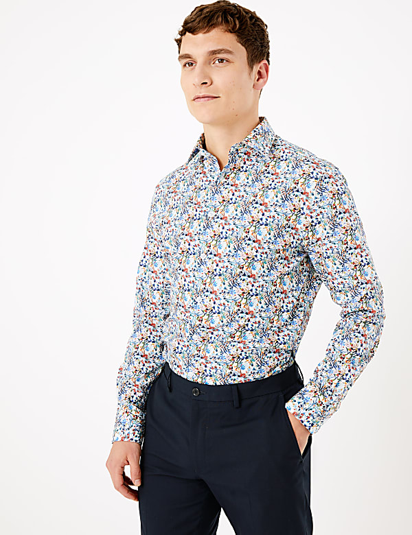 Tailored Fit Pure Cotton Printed Shirt