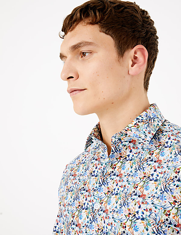 Tailored Fit Pure Cotton Printed Shirt
