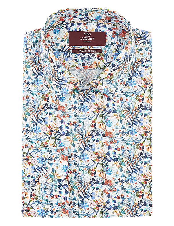 Tailored Fit Pure Cotton Printed Shirt
