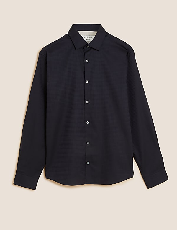 Regular Fit Easy Iron Textured Pure Cotton Shirt