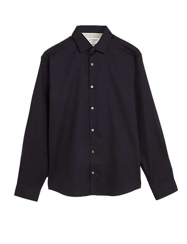 Regular Fit Easy Iron Textured Pure Cotton Shirt