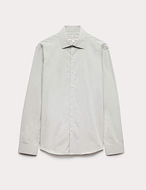 Regular Fit Pure Cotton Marl Shirt - GR