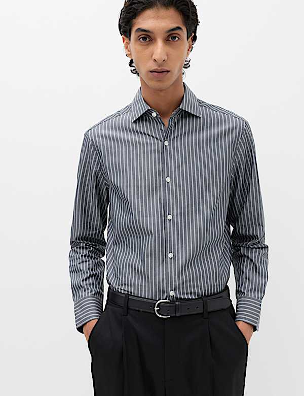 Regular Fit Pure Cotton Striped Shirt