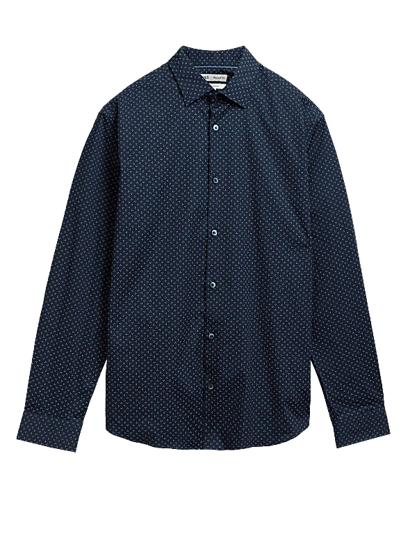 Regular Fit Cotton Rich Geometric Shirt