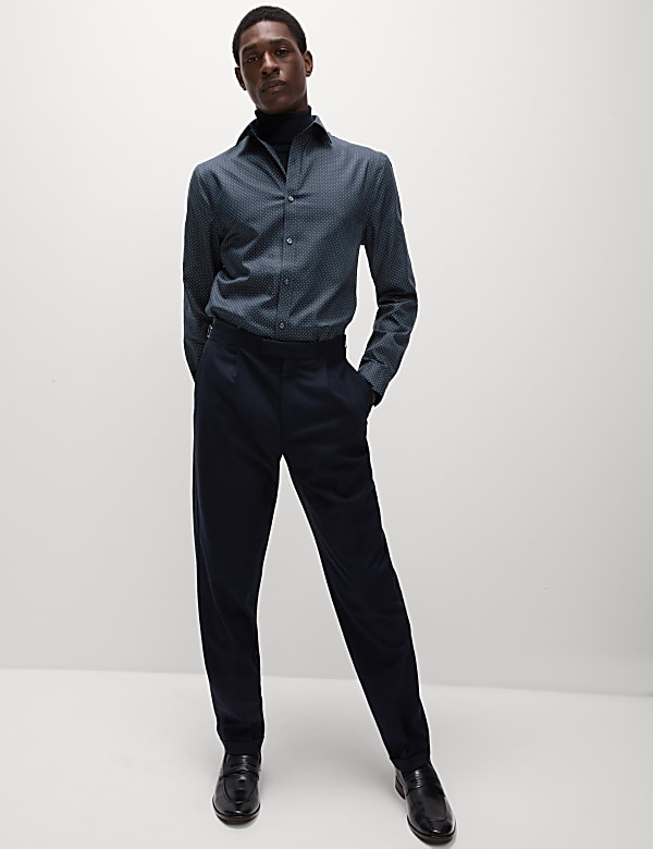 Slim Fit Non Iron Pure Cotton Ditsy Print Shirt