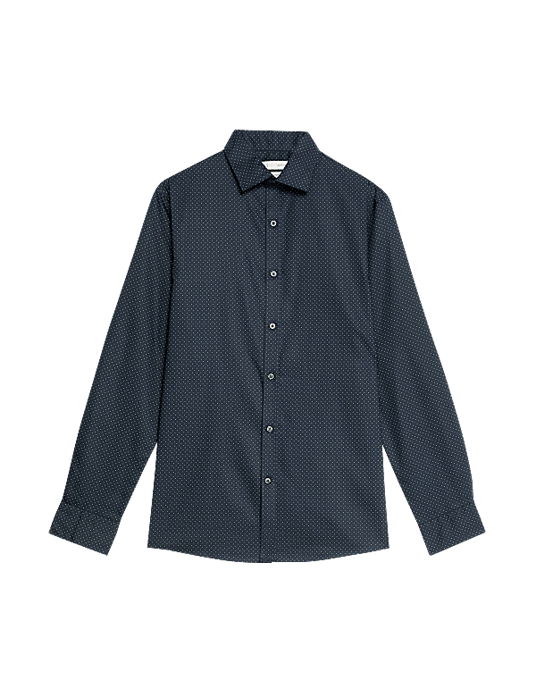 Slim Fit Non Iron Pure Cotton Ditsy Print Shirt