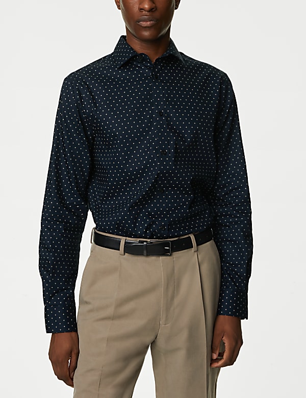 Regular Fit Non Iron Pure Cotton Floral Print Shirt