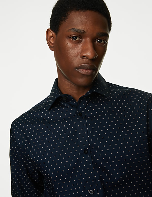 Regular Fit Non Iron Pure Cotton Floral Print Shirt