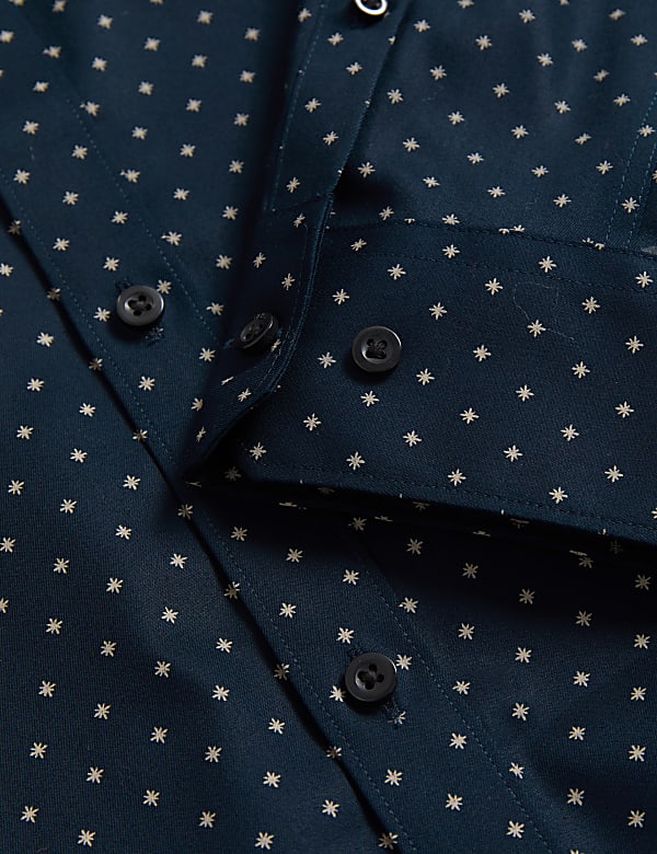 Regular Fit Non Iron Pure Cotton Floral Print Shirt