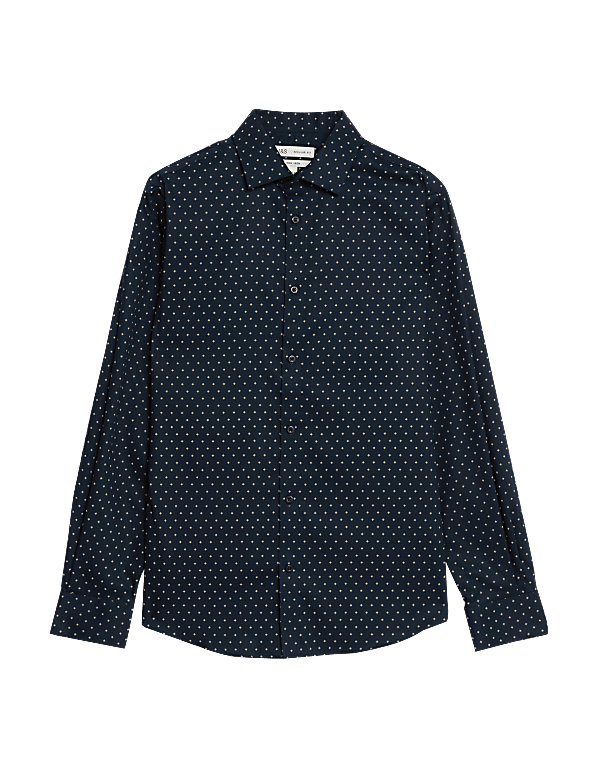 Regular Fit Non Iron Pure Cotton Floral Print Shirt