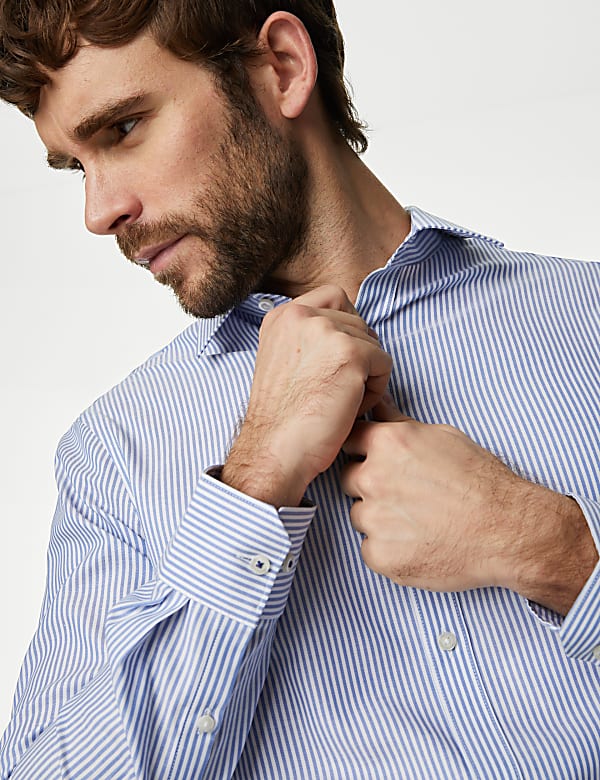 Slim Fit Non Iron Pure Cotton Stripe Shirt
