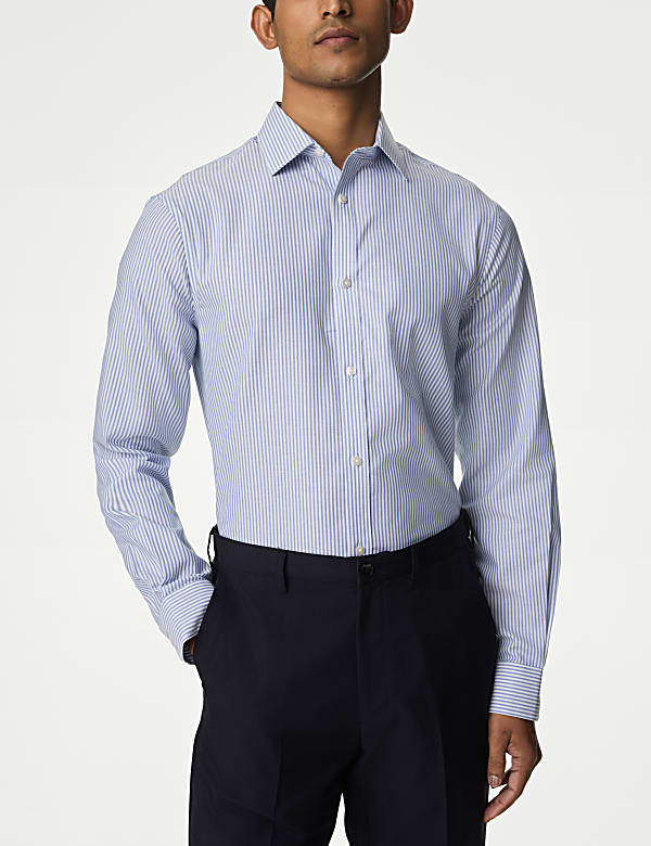 Regular Fit Non Iron Pure Cotton Shirt NAVY MIX Shirts M S JE