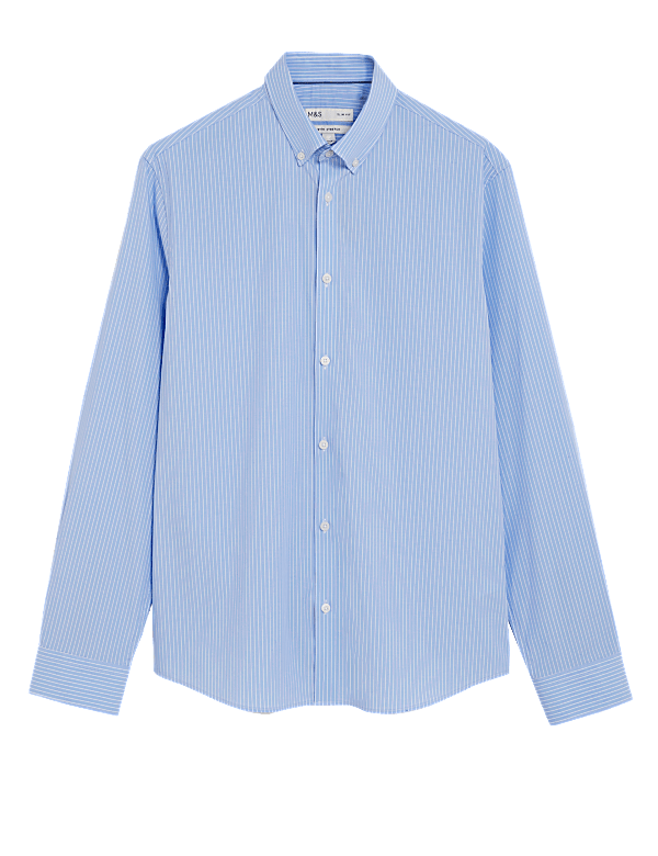 Slim Fit Cotton Rich Striped Shirt