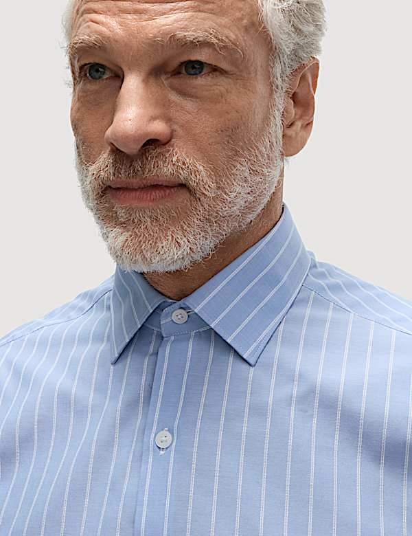 חולצה קלה לגיהוץ מכותנה טהורה עם פסים - IL