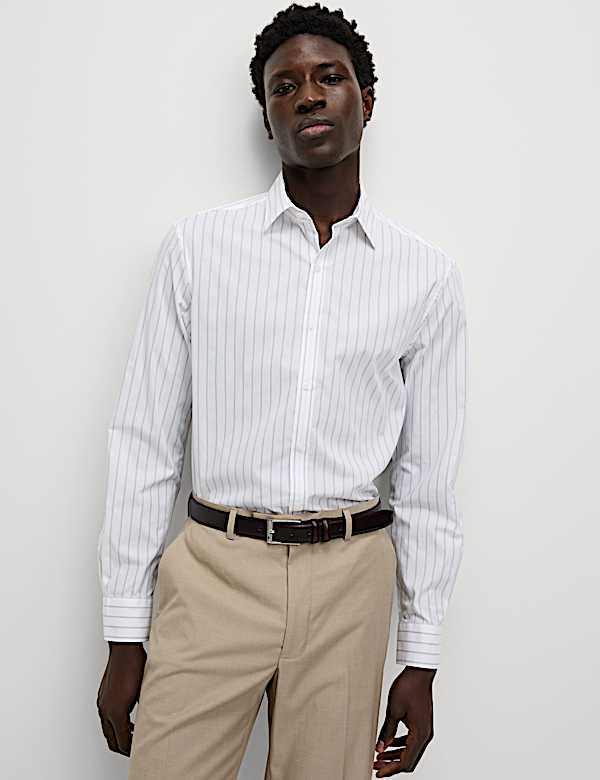 Easy Iron Pure Cotton Striped Shirt - HK