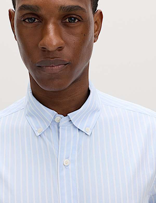 Regular Fit Pure Cotton Striped Shirt - AU