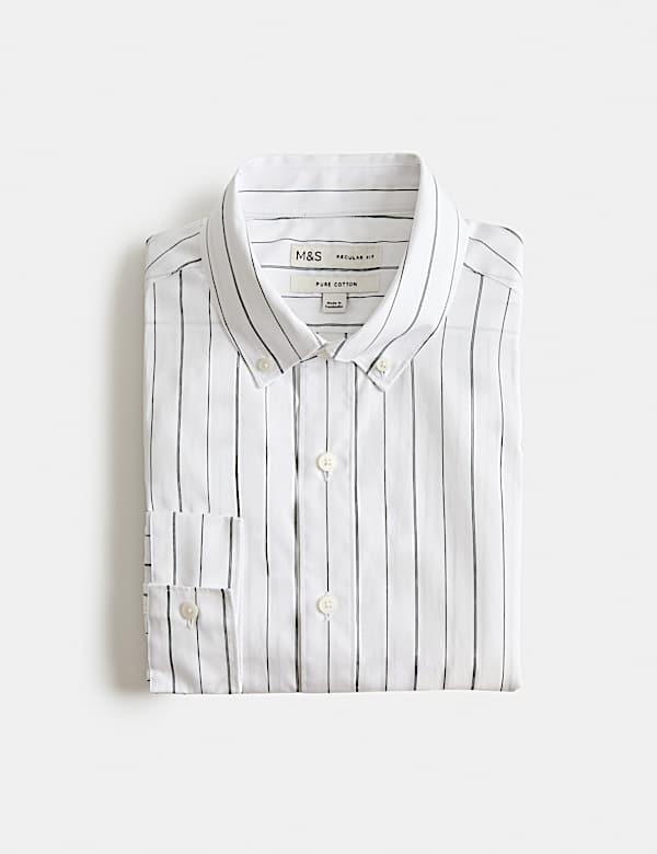 Regular Fit Pure Cotton Striped Shirt - FI