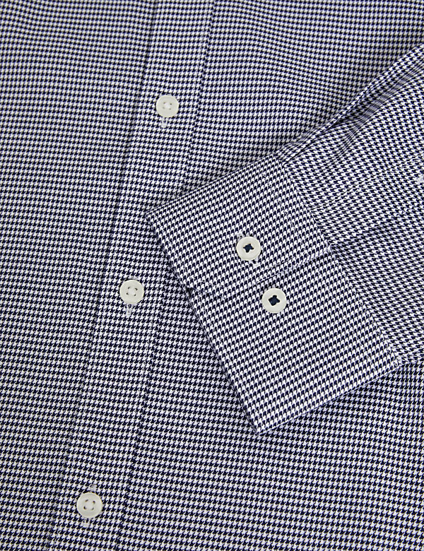 Slim Fit Non Iron Pure Cotton Houndstooth Shirt