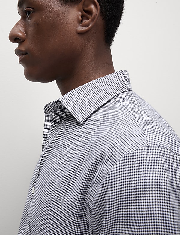 Slim Fit Non Iron Pure Cotton Houndstooth Shirt