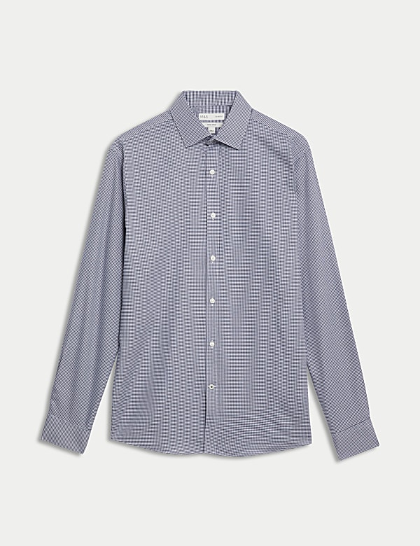 Slim Fit Non Iron Pure Cotton Houndstooth Shirt - BG