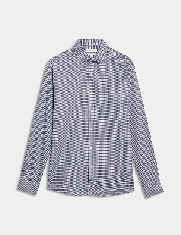 Slim Fit Non Iron Pure Cotton Houndstooth Shirt - IS