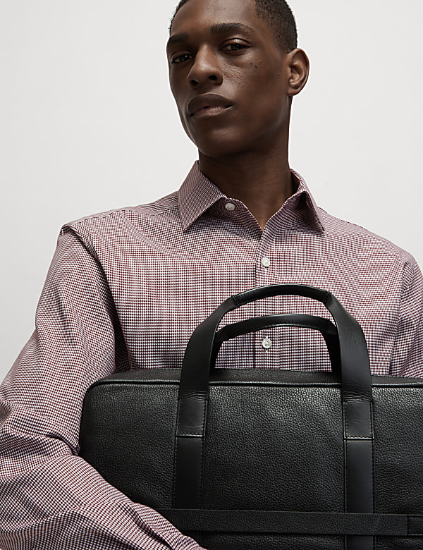Slim Fit Non Iron Pure Cotton Houndstooth Shirt