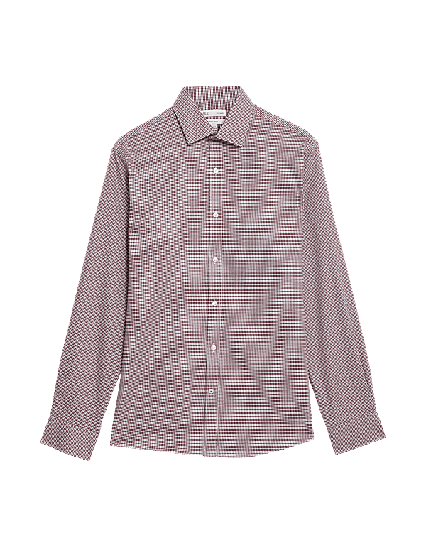 Slim Fit Non Iron Pure Cotton Houndstooth Shirt
