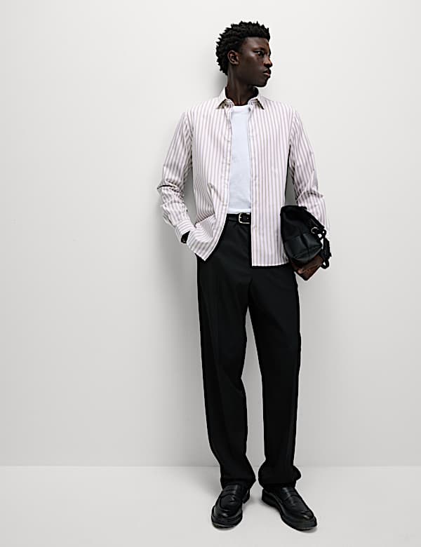 Regular Fit Pure Cotton Striped Shirt