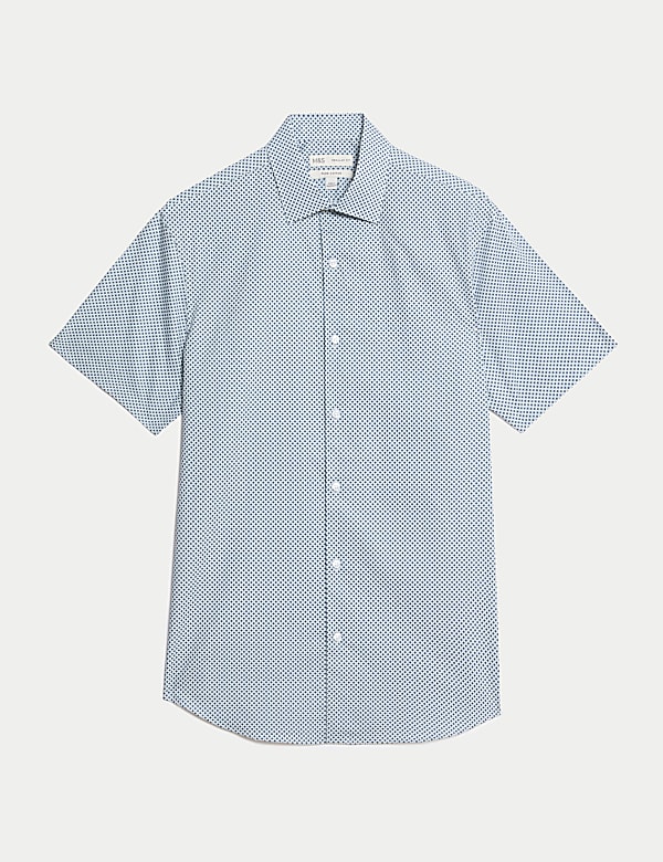 Regular Fit Pure Cotton Printed Short Sleeve Shirt - GR