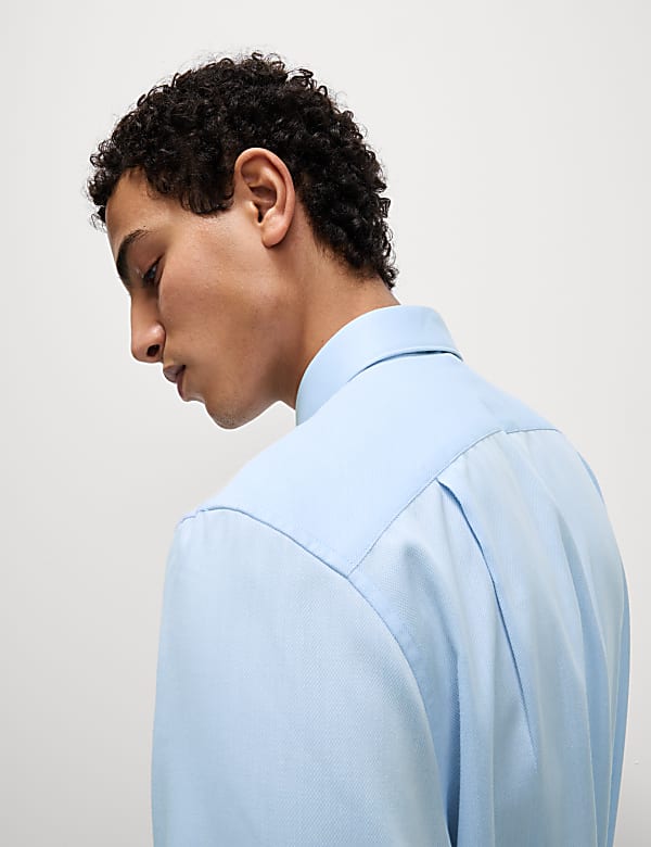 Regular Fit Easy Iron Cotton Blend Shirt & Tie - AL