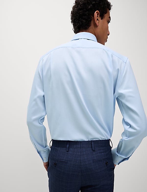 Regular Fit Easy Iron Cotton Blend Shirt & Tie - AL