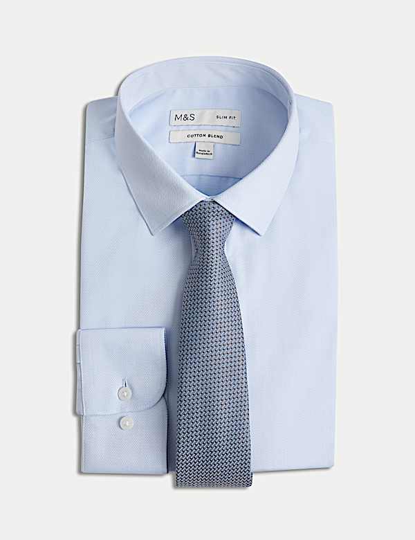 Slim Fit Easy Iron Shirt and Tie - DK