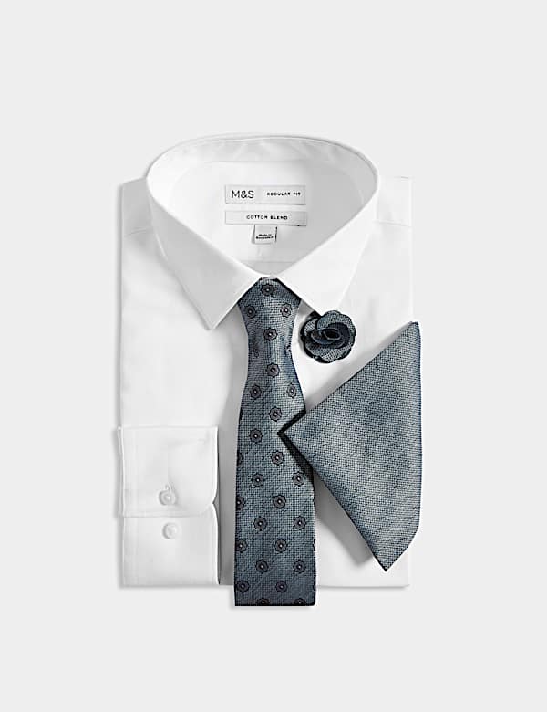 4pc Regular Fit Easy Iron Shirt and Tie Set - BE