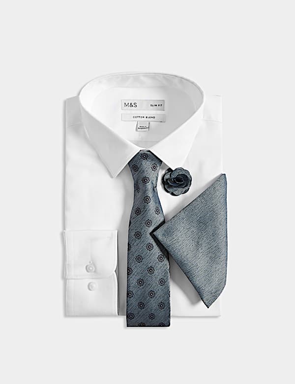4pc Slim Fit Easy Iron Shirt and Tie Set - US