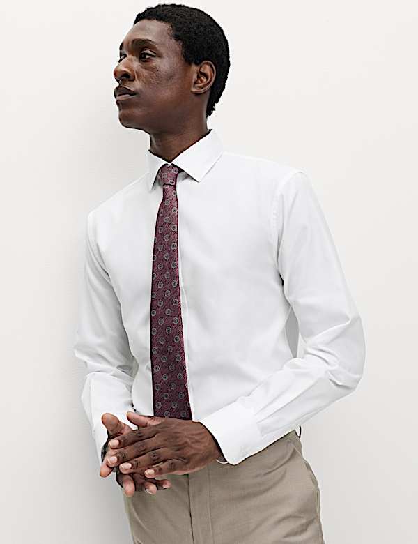 4pc Slim Fit Easy Iron Shirt and Tie Set - IS