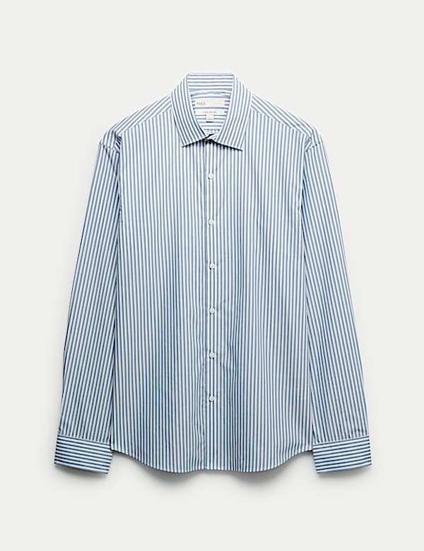 Regular Fit Easy Iron Pure Cotton Striped Shirt - PL