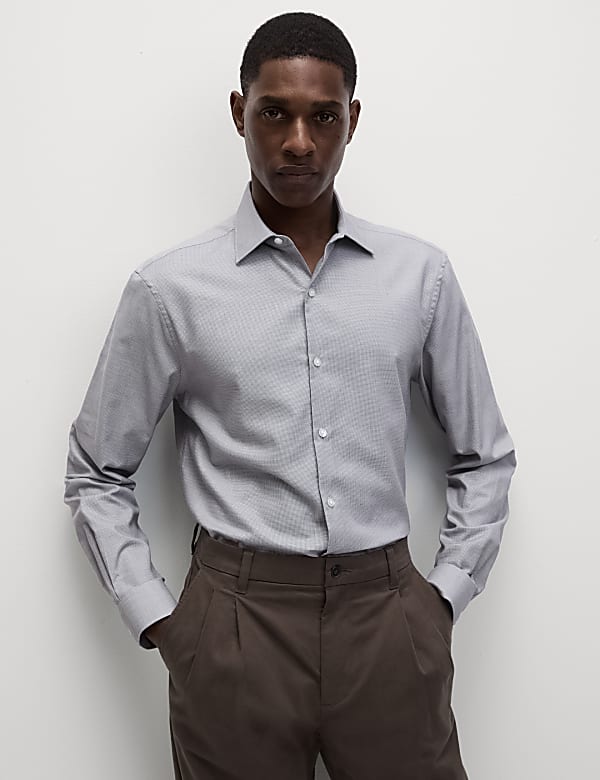 Chemise coupe standard 100 % coton &agrave; motif textur&eacute;, repassage facile - LU