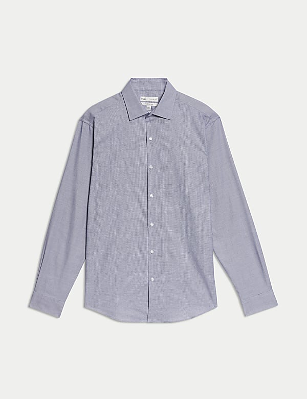 Makkelijk strijkbaar, puur katoenen overhemd met normale pasvorm en structuur - BE