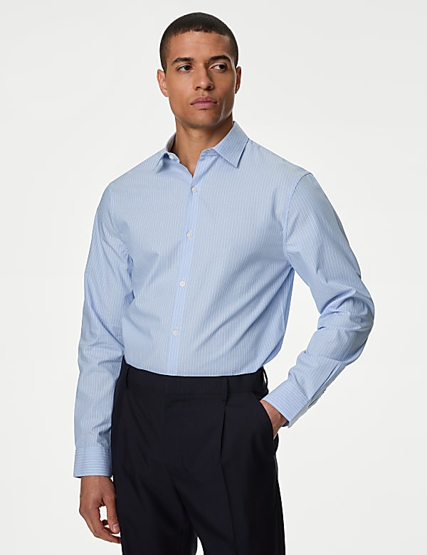 Regular Fit Easy Iron Pure Cotton Striped Shirt - PL