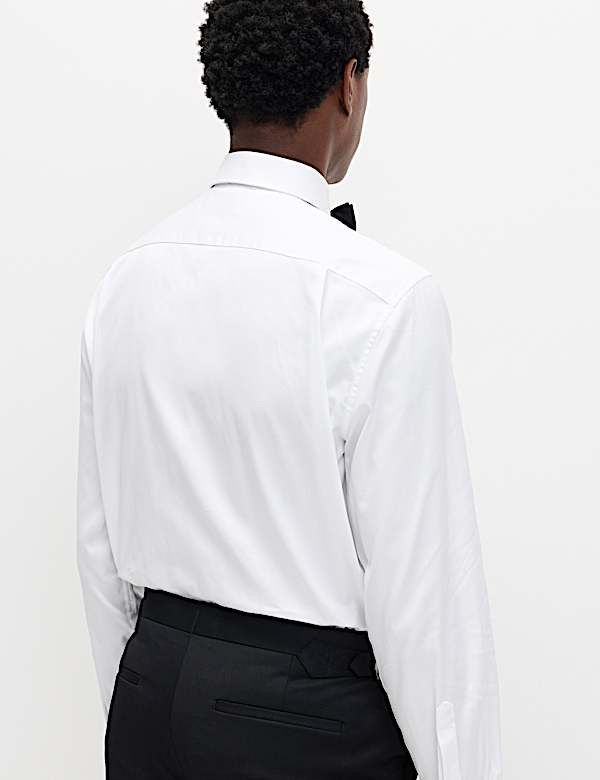 Robe chemise coupe standard en coton de qualité supérieure à poignets mousquetaires - FR